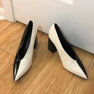 Nasty Gal Black + White Color Block Heels